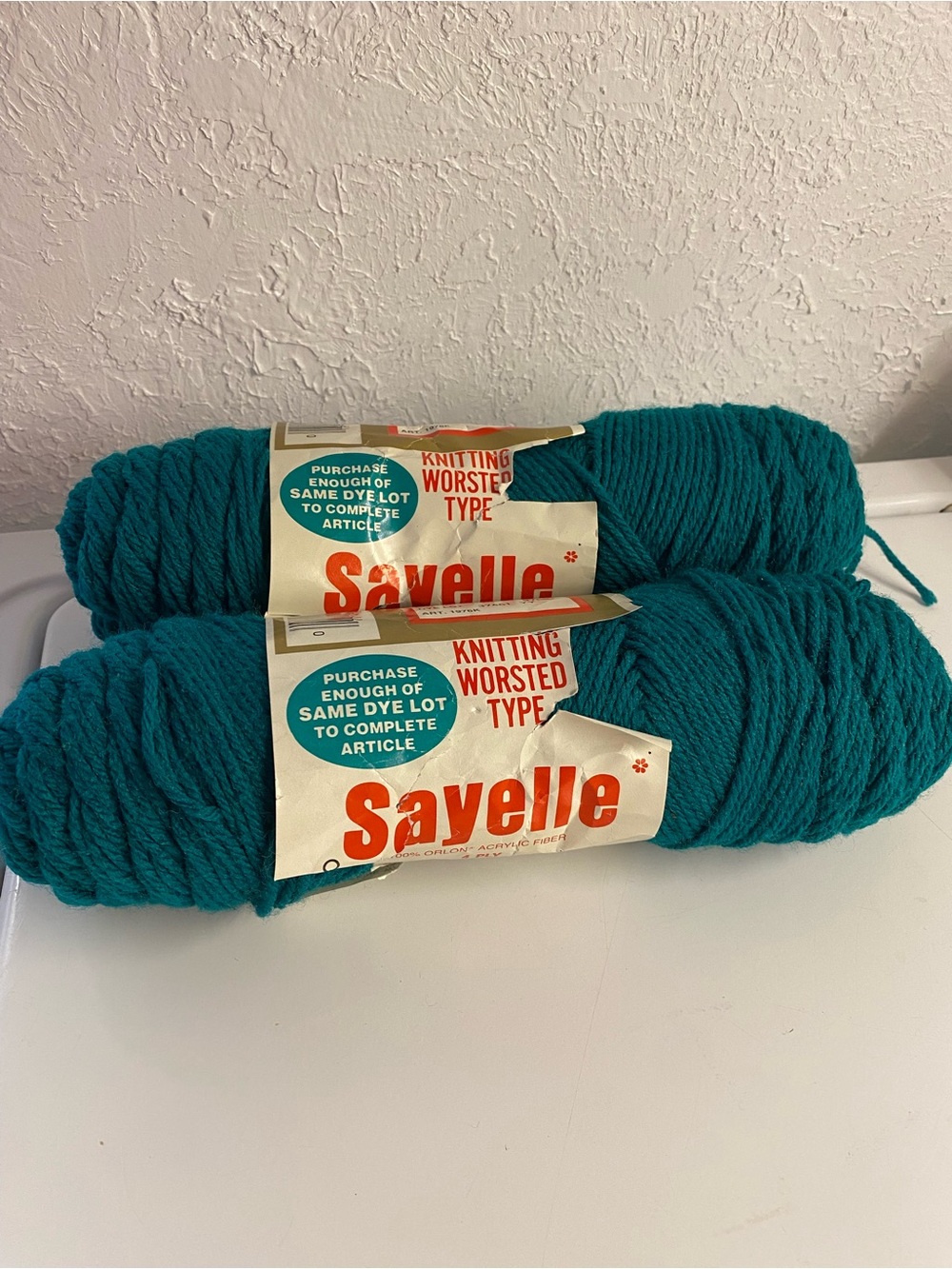 Vintage Sayelle Knitting Worsted Acrylic Yarn Ming Green 2 Skeins New